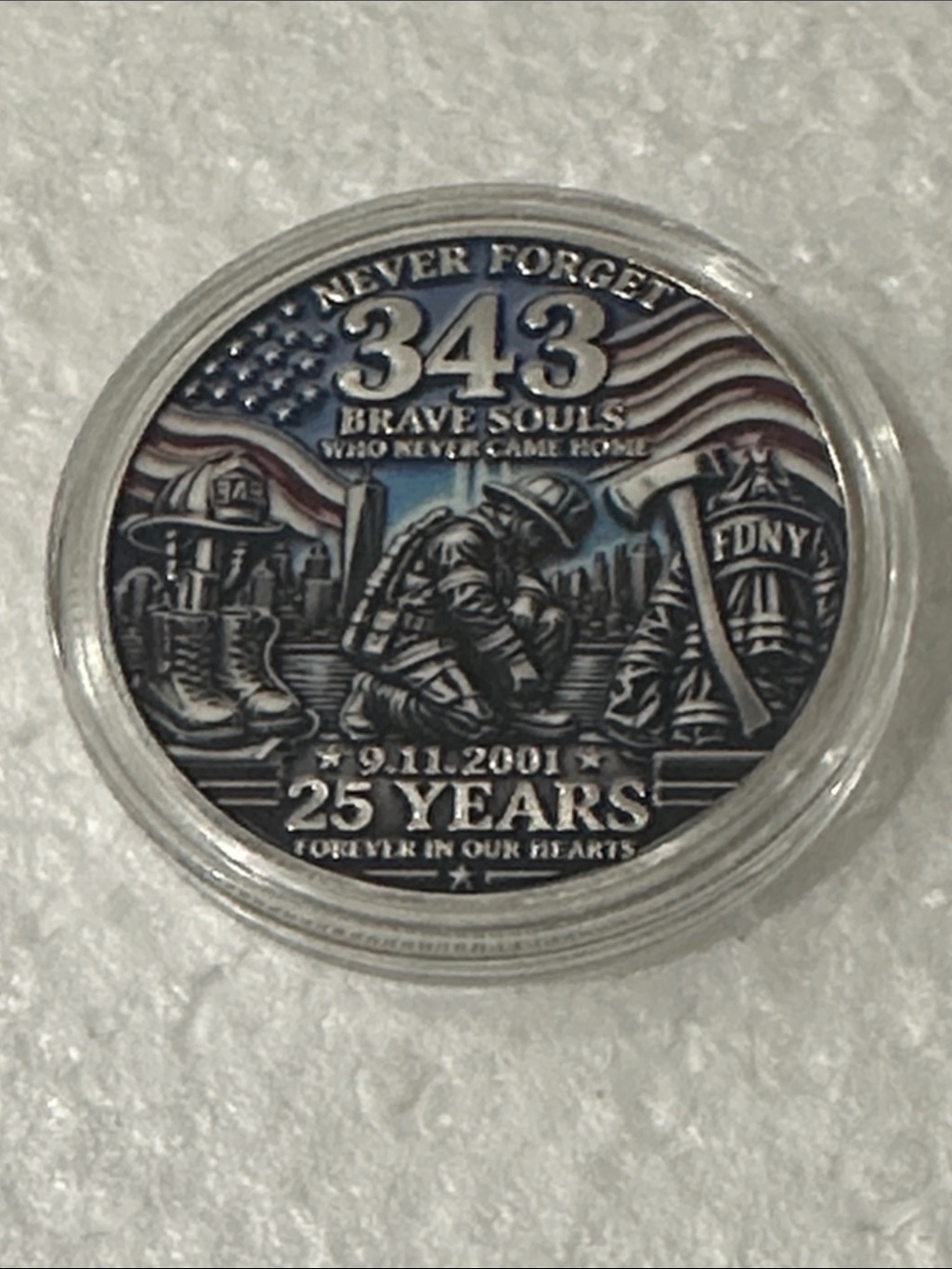 Commemorative 343 Brave Souls 25 Years Memorial Coin - Silver Tone